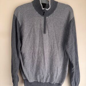 Joseph Jos A Banks Men's two tone Gray Zip Sweater with Elbow Patches size Large